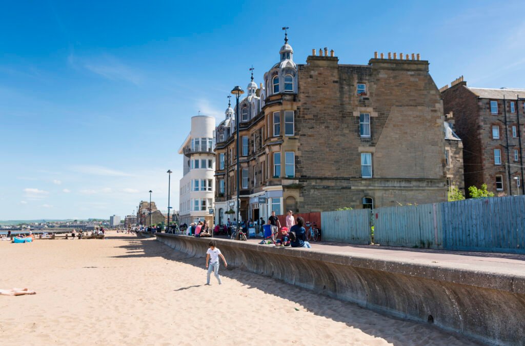 Portobello Beach in Edinburgh with promenade and seaside views