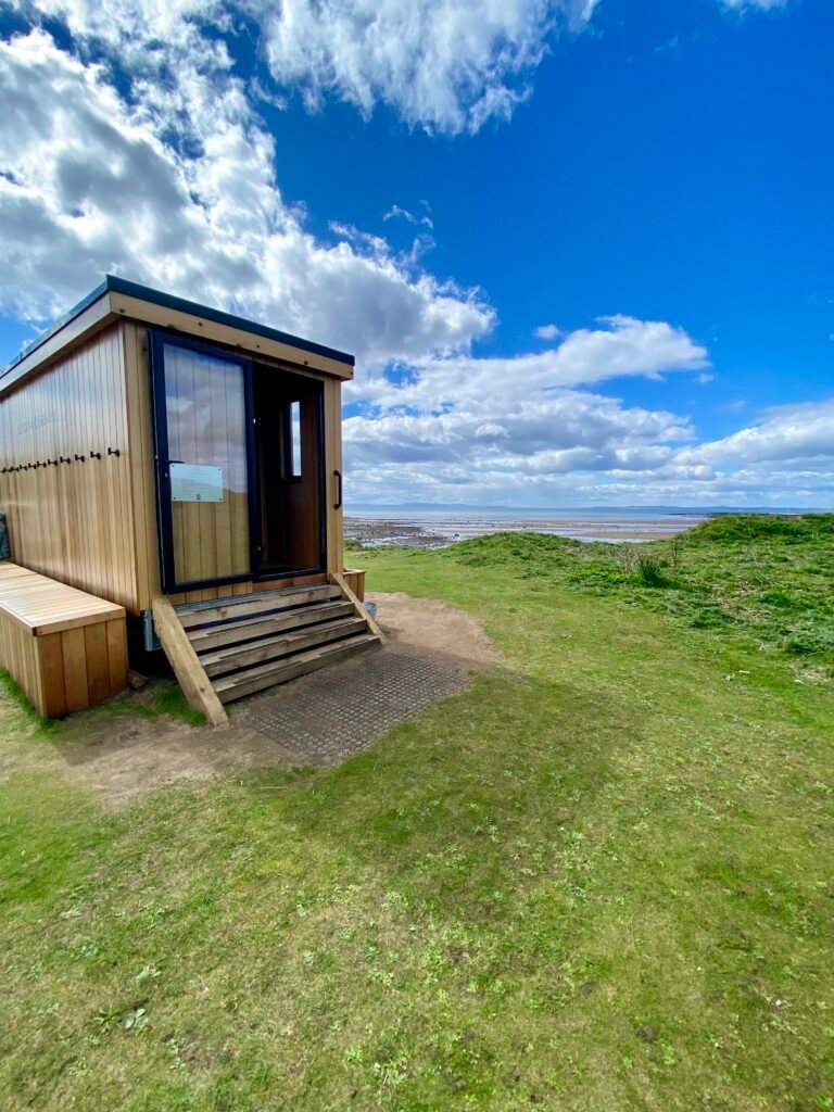 Wild Scottish Sauna at Elie overlooking the beach and coastline