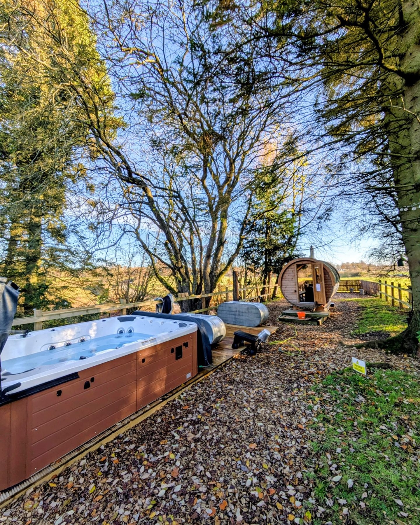 Outdoor sauna and hot tub at Breathe Outdoor Spa near Crieff in Perthshire
