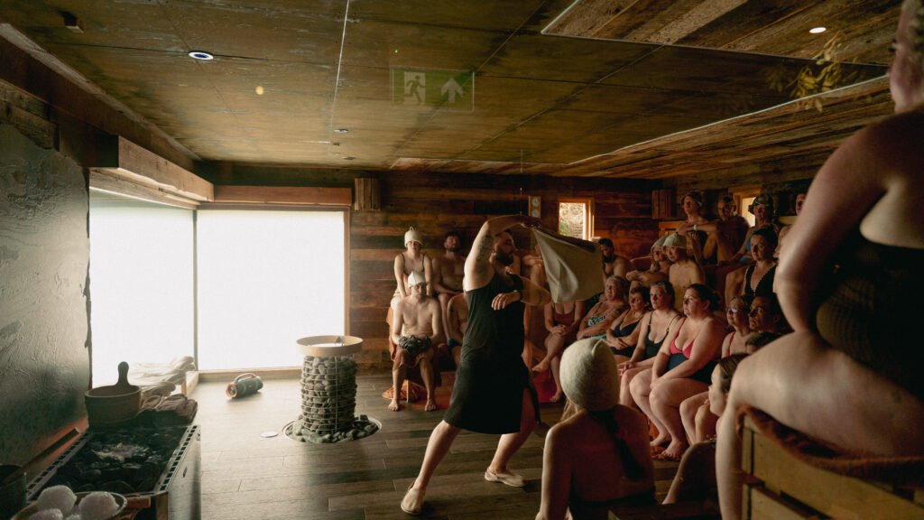Aufguss session with sauna master and crowd at the UK Aufguss Championships