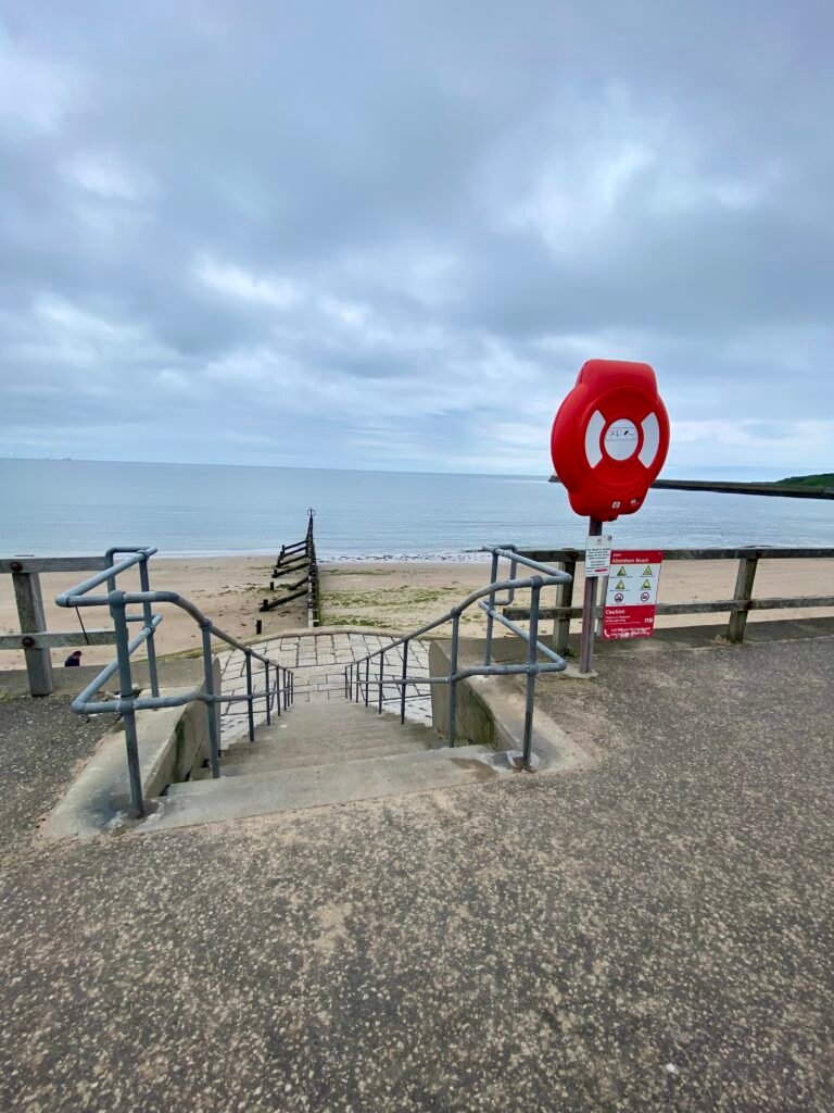 Steps down to beach and sea on Aberdeen Esplanade