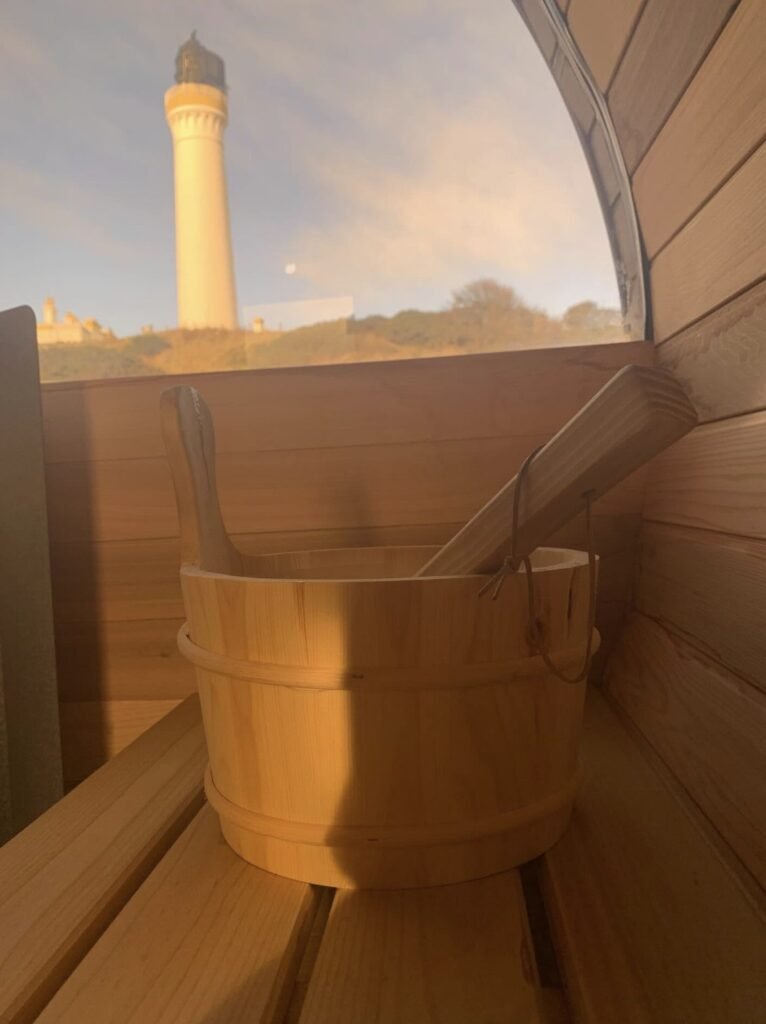 The Steamie Sauna Lossiemouth near the Covesea Skerries lighthouse