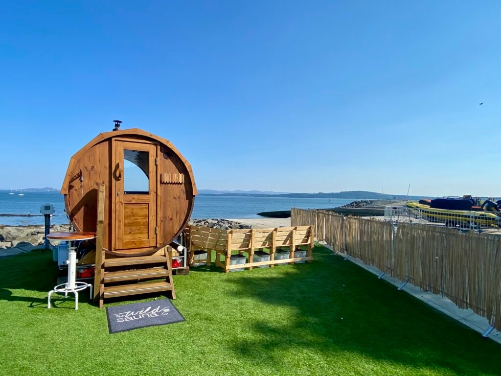 Wild Sauna Company Dalgety Bay Sailing Club sauna overlooking sea
