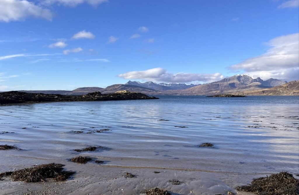 Tide flats and mountains near Sal Sauna Isle of Skye